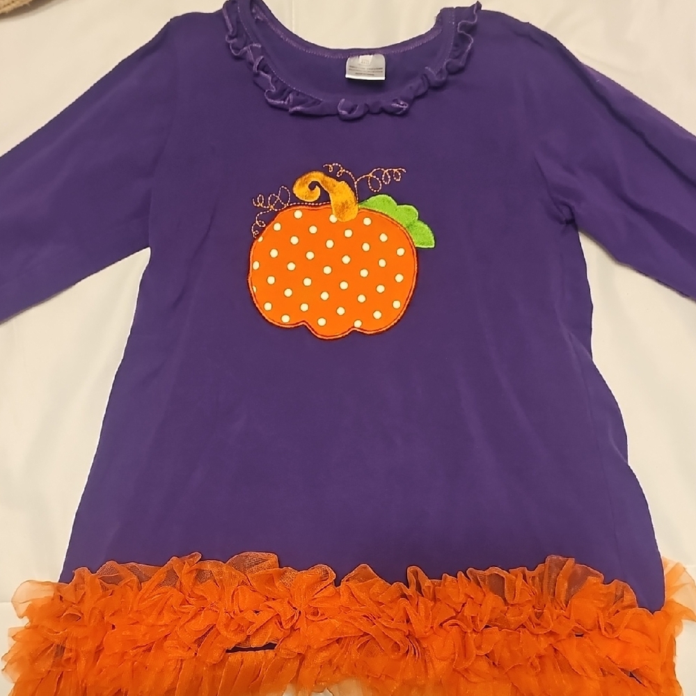 Purple Long Sleeve Shirt with Pumpkin Design